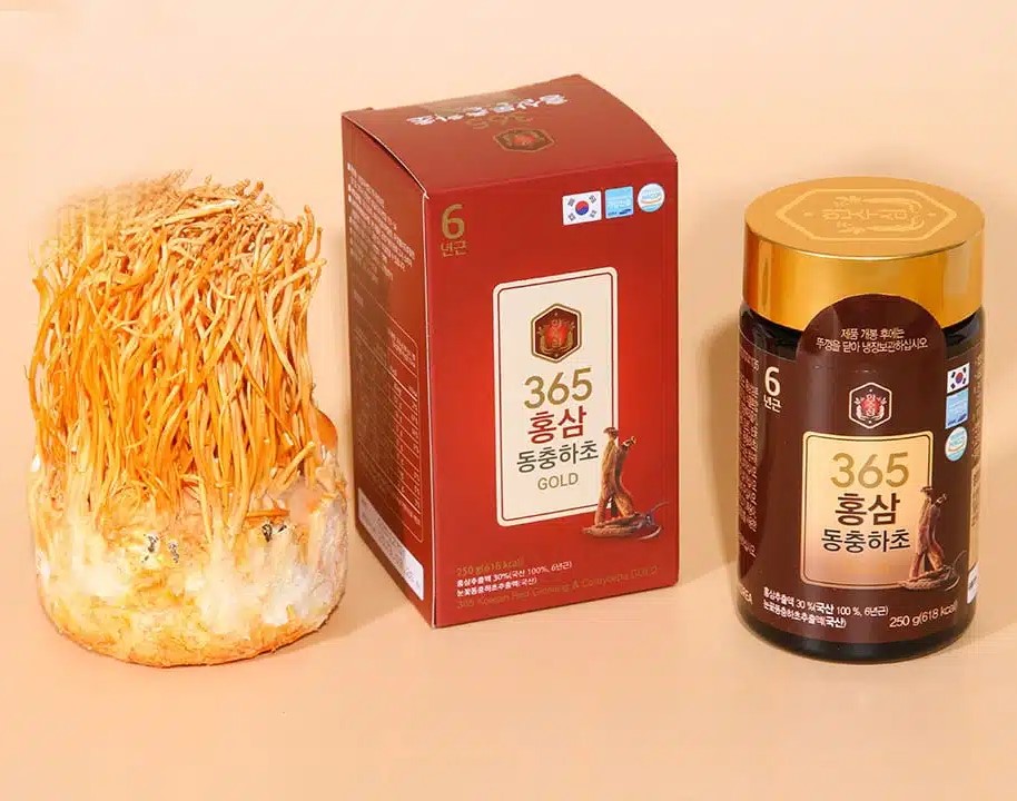 Cao hồng Sâm đông trùng hạ thảo 365 GOLD Hansusam hộp 2 lọ 250g